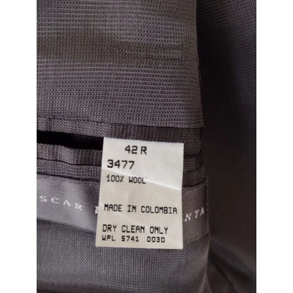 Vintage Oscar De La Renta 100% Wool Sport Suit Jacket Men's Size 42 R Gray‎